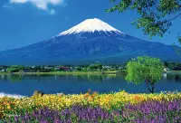 在飛比找Yahoo!奇摩拍賣優惠-日本進口拼圖 風景 日本富士山和薰衣草 108片迷你絕版拼圖
