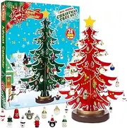 Christmas Advent Calendar 2023 with Christmas Tree Ornaments - Premium Advent Calendar for Kids, 24 Days Vintage Christmas Countdown Calendar, Christmas Themed Party Decoration (Red)
