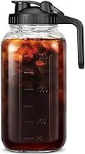 Cold Brew Coffee Maker,Stainless Steel Filter Bottel,Premium Cold Brew Coffee Maker,Beverage Glass Bottle,for Home,Cafe, Coffee,Tea,Milk,Water,with Pour Spout Handle Lid (Black)