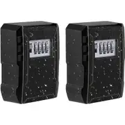 2 Pack Large Capacity Key Lock Box, Wall Mount Key Box for Car House Keys, Key Safe Security Storage Lock Box for Outdoor, Garage, Store (Black)