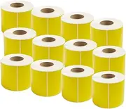 12 Rolls 100mm X 150mm Perforated Direct Thermal Labels Yellow - 350 Labels per Roll
