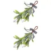 christmas tree kissing ball 2x Wreath Making Stems Artificial Mistletoe Pick