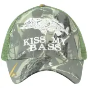 Kiss My Bass Fishing Adult Camouflage Camo Fish Mesh Adjustable Outdoor Hat Cap