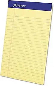 Writing Pad, Narrow Rule, 5 x 8, Canary, Perfed, 50-Sheet, Dozen