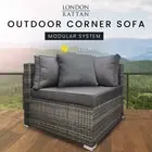 LONDON RATTAN Outdoor Sofa Lounge Wicker 1 Seater Furniture Modular Patio Corner