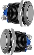 TIDTALEO 2Pcs Black Momentary Push Button Switch Start for Doorbell and Entrance Guard Applications Easy Operation High Flush Head Design