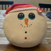 TY Squish a Boos “FLURRY” the Christmas Snowman 10" Plush