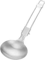 KITANDOVE Folding Soup Spoon for Camper Hiking Spoon Accessories Outdoor Utensils Backpacking Utensils Folding Camping Lunch Lightweight Accessory Camp Travel Picnic Foldable Silver