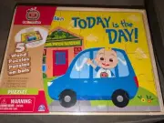Cocomelon 5 Wood Spin Master Puzzles in Wooden Storage Box BRAND NEW Sealed