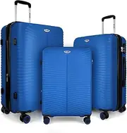 [New York XPress] 3Pcs Luggage Sets,Lightweight Durable Suitcase Sets w/TSA Lock & Double Spinner Wheels(20in/24in/28in), Blue, 20in/24in/28in, Hardside