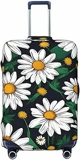 [CADREWY] Floral Flowers Daisies Print Travel Suitcase Cover Luggage Protector with Elastic Anti Scratch for Carry On, Black, Medium