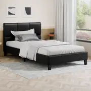 ALFORDSON Bed Frame King Single Wooden Platform Mattress Base Leather Black