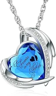 DOTUIARG Stainless Steel Cremation Jewelry Ocean Blue Heart Shaped Crystal Urn Necklace for Ashes Keepsake Pendant Women Jewelry Gifts