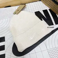 在飛比找蝦皮商城優惠-NIKE NSW Beanie 象牙白 米白 針織帽 刺繡小