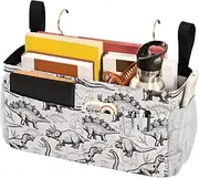Caihoyu Bedside Caddy Organizer Desk Hanging Organizer Bag for Remotes Phone,College Dorm,Camp,Baby Bed Rails Dinosaurs Footprints