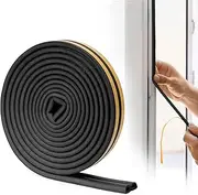 YOUSHARES D Profile Door Seal 6M - Self-Adhesive Sealing Tape for Windows and Doors Against Cold Draughts and Noise (Black)