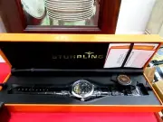 New Stuhrling Men's Skeleton Dual Time AM/PM Leather Strap w/ Box L9.24