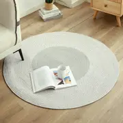Braided Floor Mat Home Room Office Anti Slip Carpet Rug Home Decoration - Light Grey