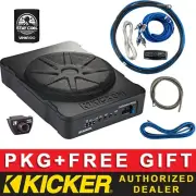 KICKER 360W HS10 10" CAR AUDIO UNDER-SEAT SUBWOOFER PACKAGE + 8AWG AMPLIFIER KIT