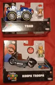 The Super Mario Bros. Movie Pull Back Racer - Koopa Troopa & Toad New In Box