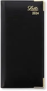 Letts of London Lexicon Vertical Landscape Week to View with Appointments 2024 Slim Diary, Black