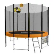 8ft Round Spring Trampoline Free Safety Outer Net pad mat ladder shoe Tidy Baske