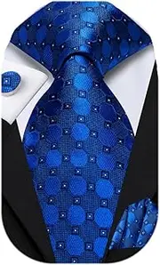 Dubulle Mens Tie Set Solid Paisley Novelty Silk Necktie for Men with Cufflinks Tie and Pocket Square
