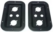 (2) Two Black Metal Speaker Jack Plates for Speakon XLR Connectors & 1/4" Jacks