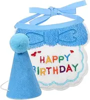 GANAZONO 1 Set Cat Dog Birthday Hat with Comfortable Bib Fashionable Outfit for Pet Birthday Parties for Dogs and Cats