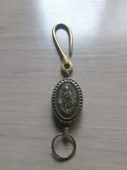 Virgin Mary Retractable ID Holder Badge Reel Security Card Bronze Color