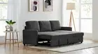 2m Linen Fabric 3 Seater Pullout Sofa Bed Modular with Storage Chaise Futon