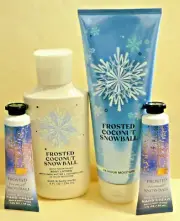 Bath & Body Works "FROSTED COCONUT SNOWBALL" hand cream, lotion & body cream x4