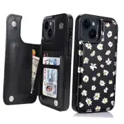 Floral Flip Leather Wallet Case Card Holder Compatible with iPhone 13/14 Daisy