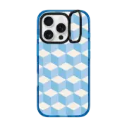 iPhone 16 Pro Impact Ring Stand Case MagSafe Compatible Sky Blue Tiles