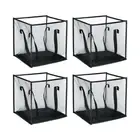 4pcs Collapsible Laundry Basket Foldable Mesh Hamper with Handles, Black