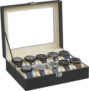 10 Slot Glass Lid Watch Storage Box with Lock