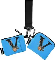 [Caihoyu] V Dual Coin Purse Credit Card Holder Wallet Large Capacity Key Chain Wallet Change Purse with Zipper Pocket for Men Women 2 Packs, Multicolor, 4.13"(L) x 3.5"(W), Travel Accessory