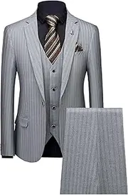 [JEShifangjiusu] Tuxedo Men's Slim Two-Button Suit Wedding Suit Three-Piece Business Casual Business Suit Jacket Coat Vest Pants for Men, Light Grey2, XXL
