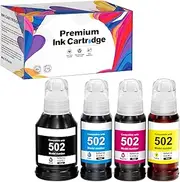 PrintImpression T502 502 Ink for 502 Ink Refill Bottles for Ecotank ET-2760 ET2750 ET-3760 ET-2850 ST-4000 ST-2000 ET-3710 ET-3850 ET-3750 ET-4850 (2BK,C,M,Y)