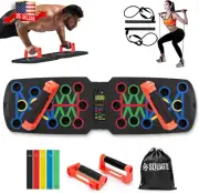 Push Up Board Kit Digital Counter Resistance Bands Pilates Rod 661 Lbs Capacity