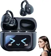 M100 Clip On Ear Headphones, Smart Touchscreen Bluetooth Earbuds, Co2 Earbuds, Wireless Ear Clip Earbud Headphones, Phone Calls, Sportwaterproof Sweatproof, Surround Sound, Slim Hook, Workout (Black)