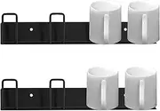 2 Pcs Wall Mounted Hanging Mug Rack No Drilling Required Coffee Cup Holder Hooks for Kitchen, Living Room, and Office Stylish and Functional Mug Organizer (Black)