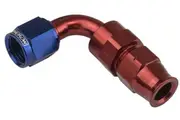 Proflow 5/8in. Tube 90 Degree To Female -10AN Hose End Tube Adaptor, Blue/Red