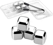 Stainless Steel Whiskey Stones x 8 Ice Cubes Tong Reusable Cooling Ice Cube Wine Drink Beer