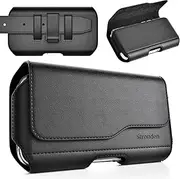 Holster for iPhone 16, 16e, 16 Pro, 15, 15 Pro, 14, 14 Pro, 13, 13 Pro, 12, 12 Pro, Holster Case - Belt Case with Clip, Leather Pouch with Magnetic Closure (Fits Otterbox Symmetry/Aneu)