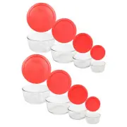 Pyrex Glass Bowl Set (1 cup, 2 cup, 4 cup, 7 cup) with Red Lids