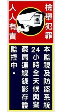 在飛比找Yahoo!奇摩拍賣優惠-全天24小時監控保全監視錄影警告標誌貼紙(1張)S1-監視器