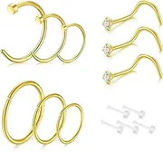 [D.Bella] 18g Fake Nose Ring for Women Faux Septum Rings Nose Rings Hoop Stainless Steel Faux Lip Ear Nose Septum Piercing Non-Pierced Clip On Nose Hoop Rings