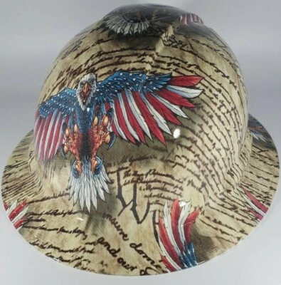 New Full Brim Hard Hat Custom Hydro Dipped 2ND AMMENDMENT EAGLE. Free Ship