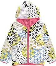 [GuoChe] Girls Sherpa Lined Colorful Abstract Grunge Toddler Girls Winter Coat Peach Neutral Baby Girl Clothes 3-10T